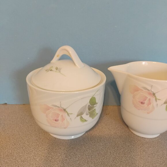 Fine China of Japan Sculpture Rose Pattern  and Creamer Set, Vintage - Picture 2 of 5